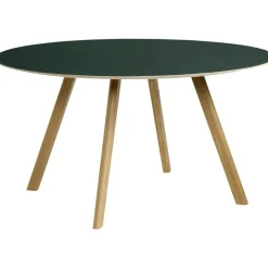 CPH 25 2.0 Bord Ø140x74 cm, Vattenbaserad Lackad Ek / Grön Linoleum