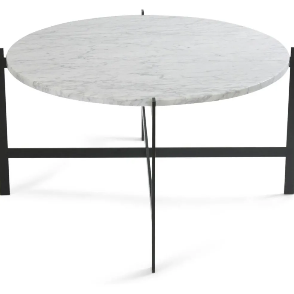 Deck Large, Marble, White Matt Ø80, Black Frame