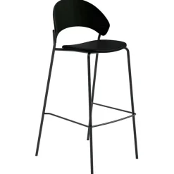 Dosina Barstol 75 cm, Svart Ek / Svart Läder