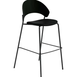 Dosina Barstol 65 cm, Svart Ek / Svart Läder