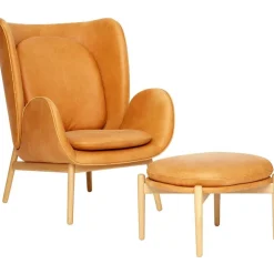 Embrace Fåtölj Med Fotpall L, Vintage Cognac
