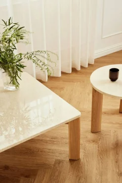 Evoke Soffbord Marmor Creme, 80x80 cm