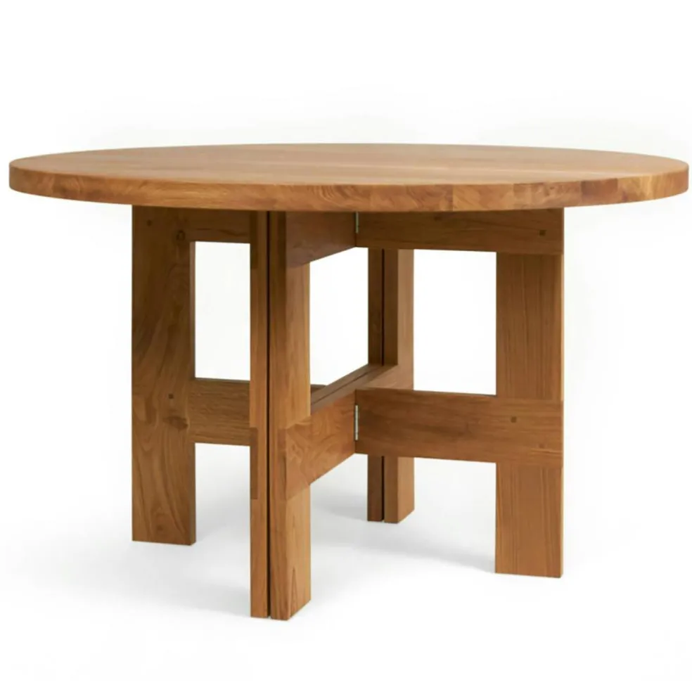 Farmhouse Trestle Matbord Ek, Ø 120 cm