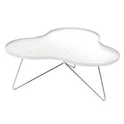 Flower Mono Soffbord 90 cm, Vitlaserad/Krom