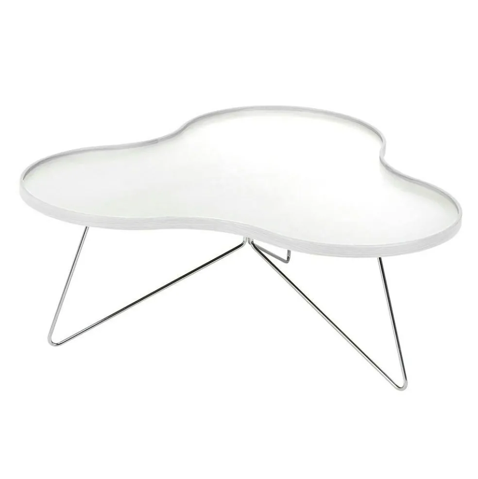 Flower Mono Soffbord 90 cm, Vitlaserad/Krom