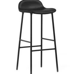 Form Barstol 75 cm, Svart Läder / Svart Ek