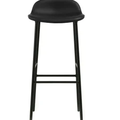 Form Barstol 75 cm, Svart Läder / Svart Stål