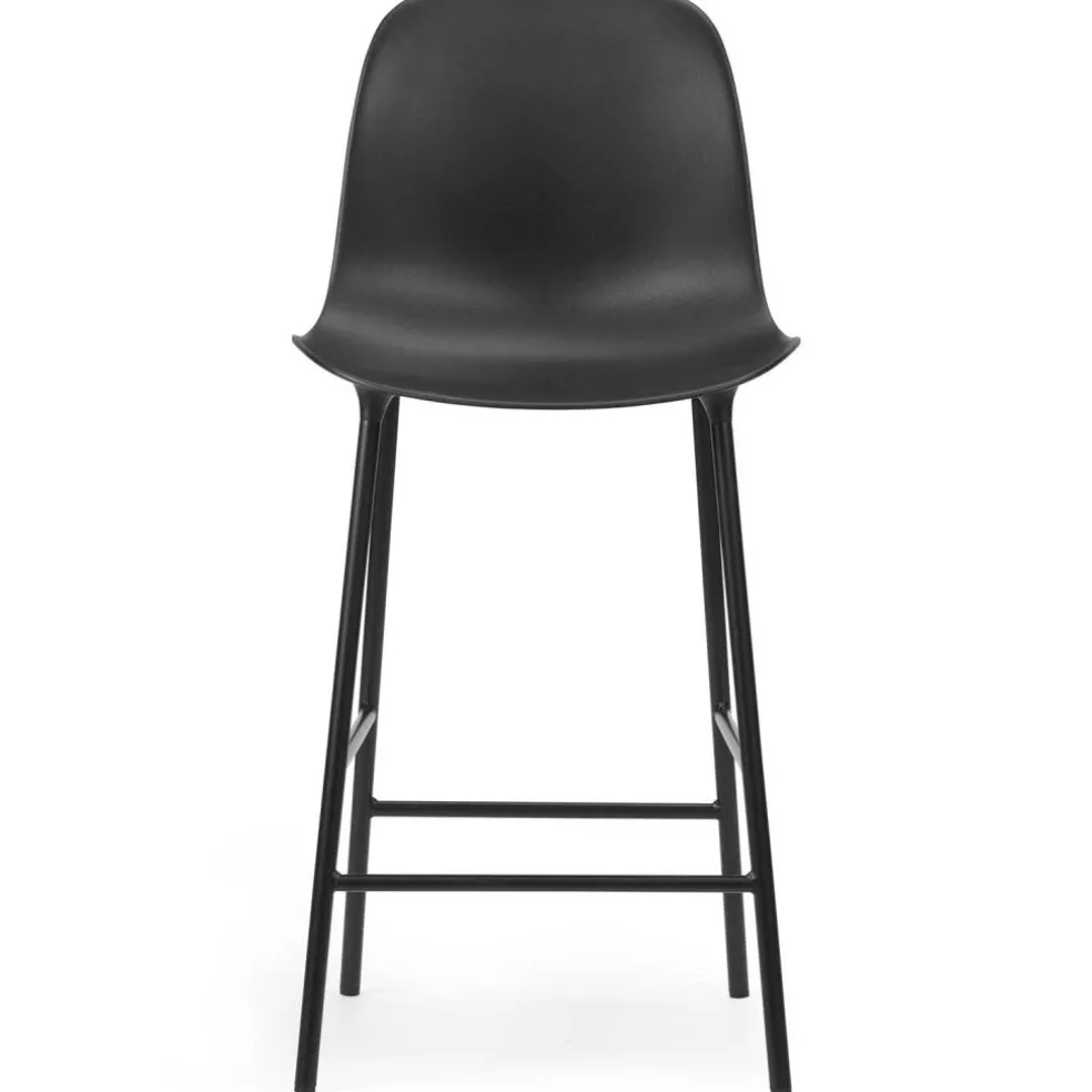 Form Barstol Hög Rygg 65 cm Stål, Svart