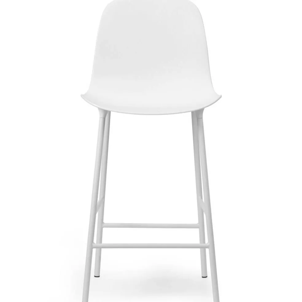 Form Barstol Hög Rygg 65 cm Stål, Vit
