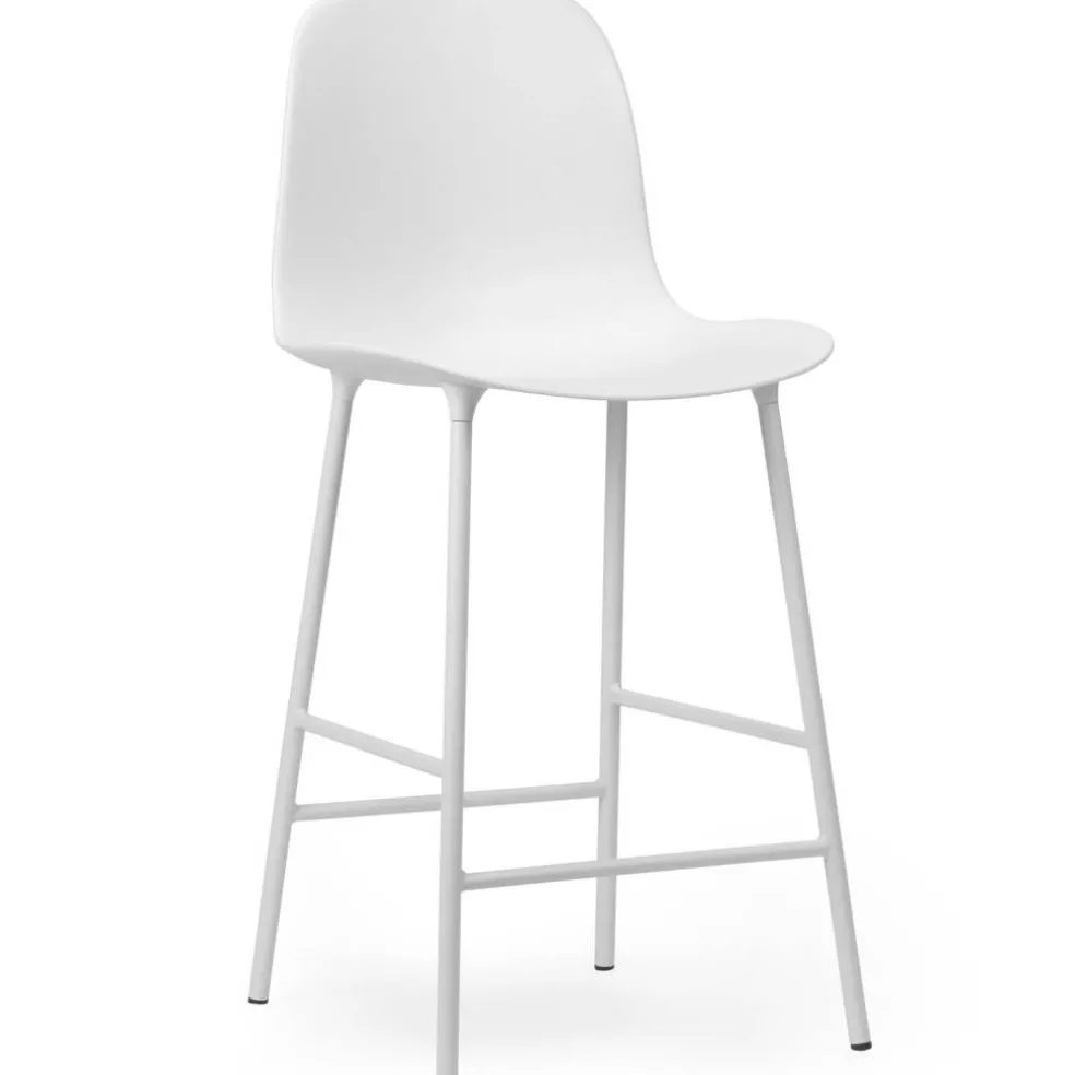 Form Barstol Hög Rygg 65 cm Stål, Vit