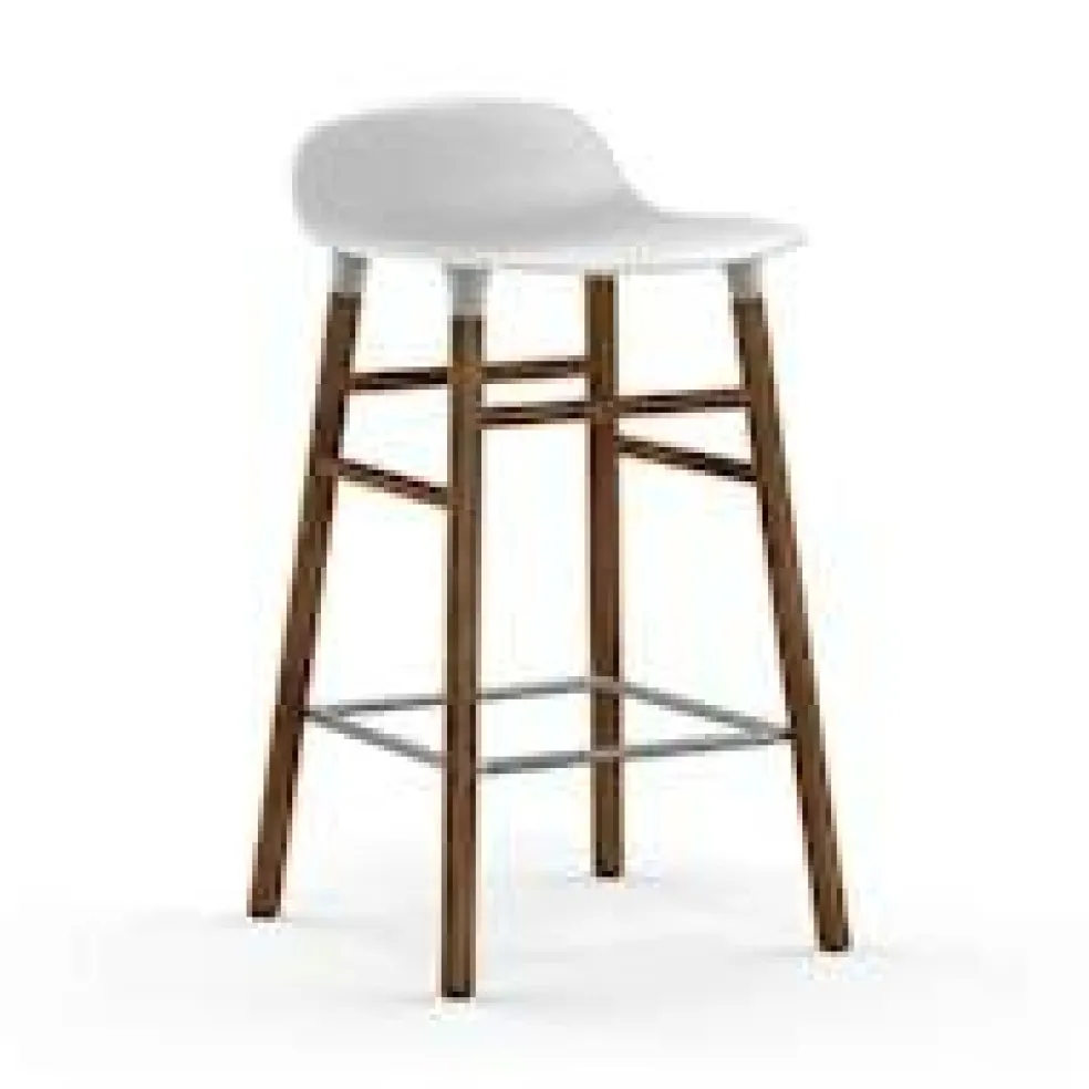 Form Barstol Valnötsben, 65cm, Vit