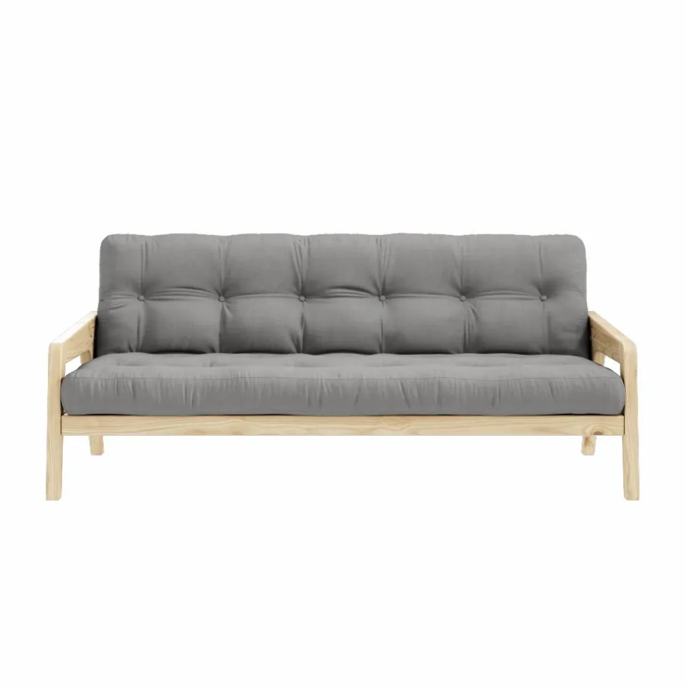 Grab Bäddsoffa Med Madrass, Klarlackad / Grå