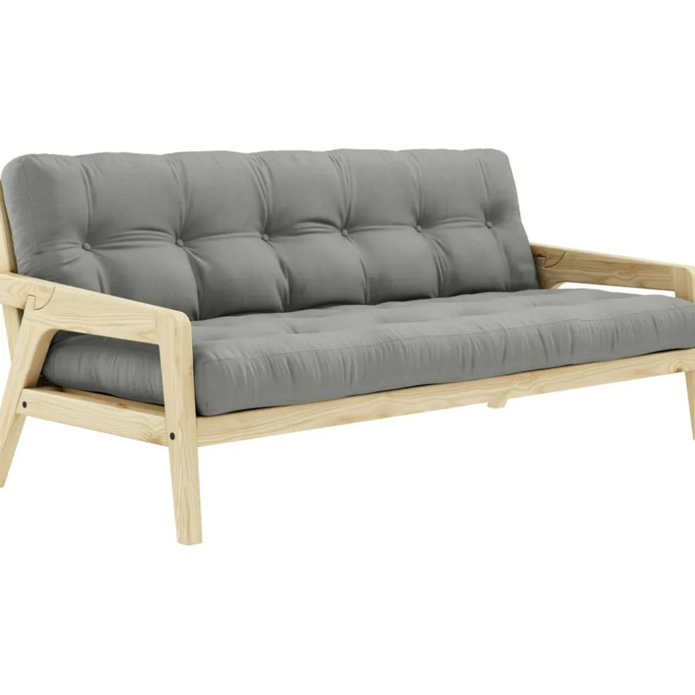 Grab Bäddsoffa Med Madrass, Klarlackad / Grå