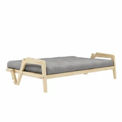 Grab Bäddsoffa Med Madrass, Klarlackad / Grå