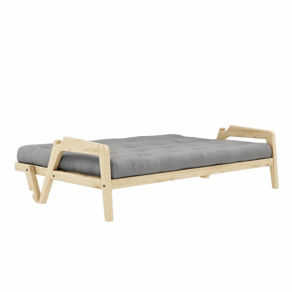 Grab Bäddsoffa Med Madrass, Klarlackad / Grå