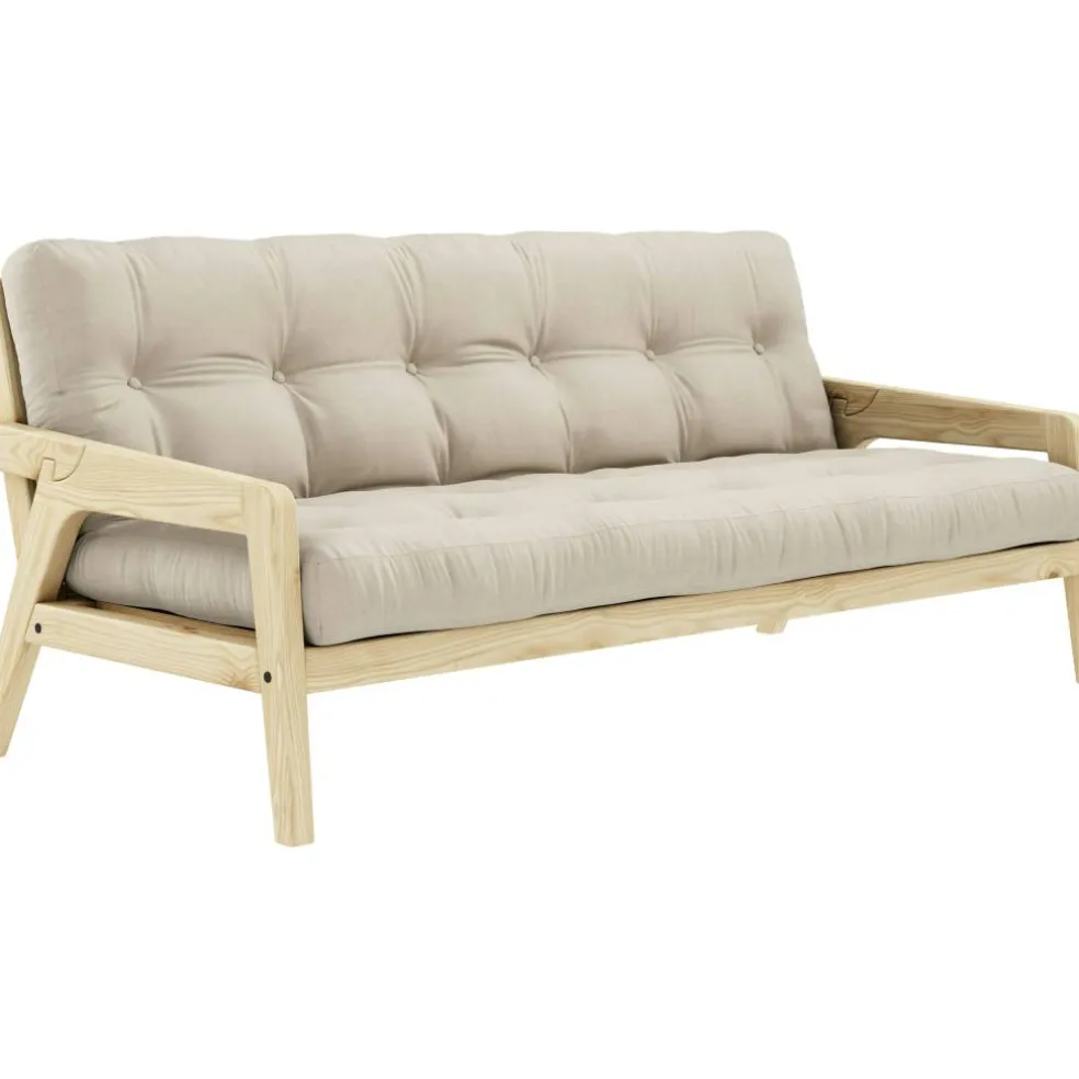 Grab Bäddsoffa Med Madrass, Klarlackad / Beige