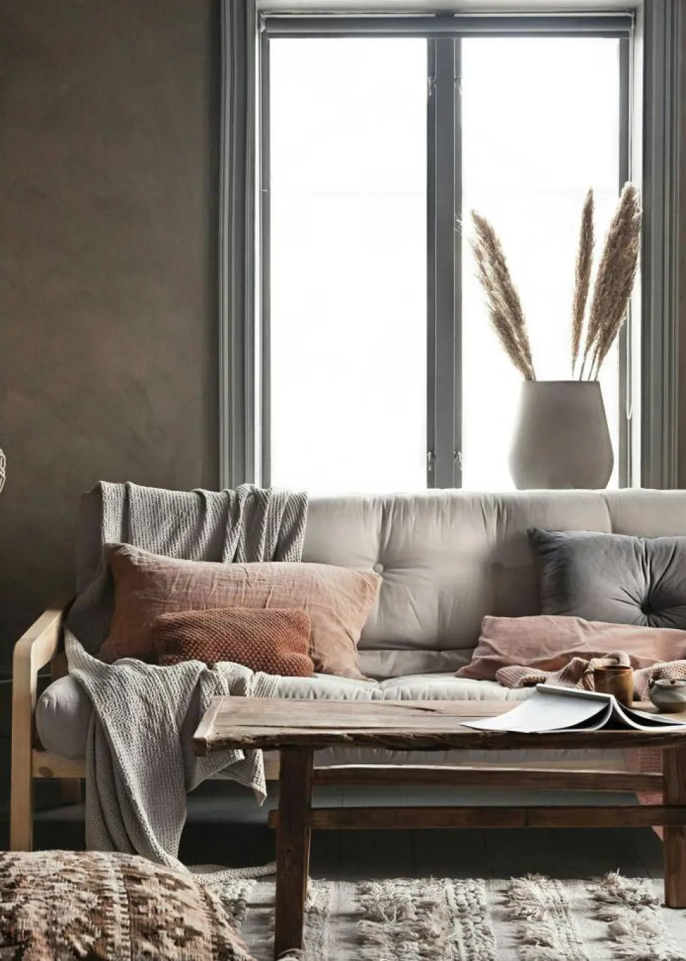 Grab Bäddsoffa Med Madrass, Klarlackad / Beige