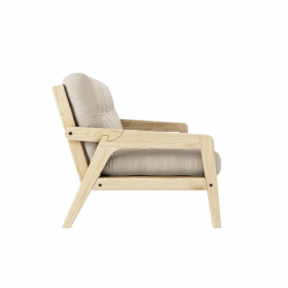 Grab Bäddsoffa Med Madrass, Klarlackad / Beige