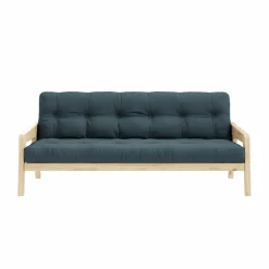 Grab Bäddsoffa Med Madrass, Klarlackad / Petrolblå