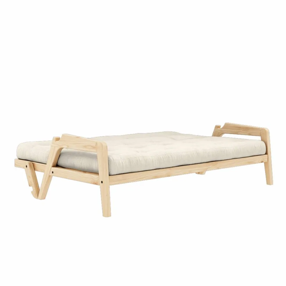 Grab Bäddsoffa Med Madrass, Klarlackad / Linen