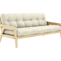 Grab Bäddsoffa Med Madrass, Klarlackad / Linen