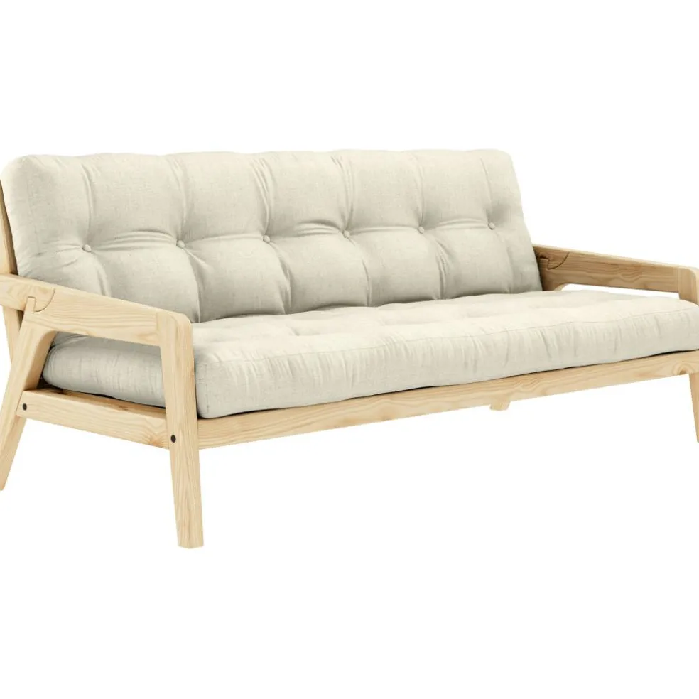 Grab Bäddsoffa Med Madrass, Klarlackad / Linen