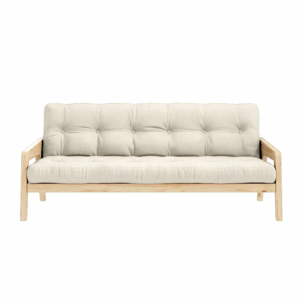 Grab Bäddsoffa Med Madrass, Klarlackad / Linen