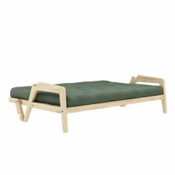 Grab Bäddsoffa Med Madrass, Klarlackad / Olive Green