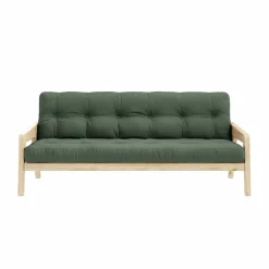 Grab Bäddsoffa Med Madrass, Klarlackad / Olive Green