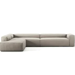 Grand Hörnsoffa 5-Sits öppet avslut Vänster Minetyg, Sandshell Beige