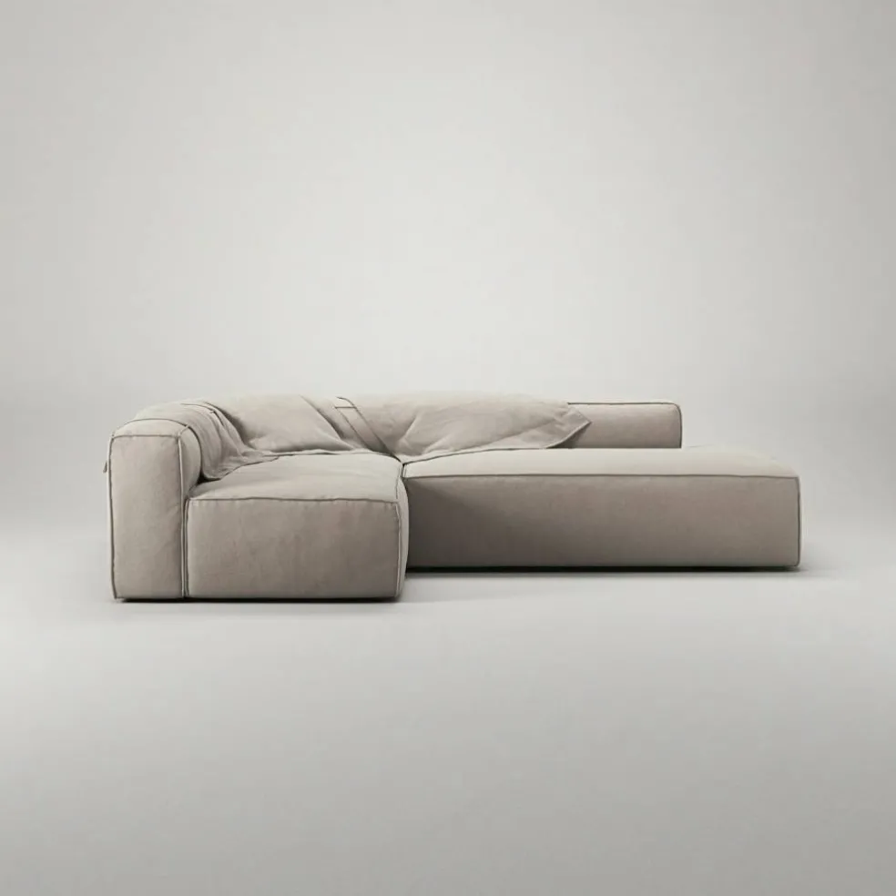 Grand Loungesoffa 3-Sits öppet avslut Höger Minetyg, Sandshell Beige