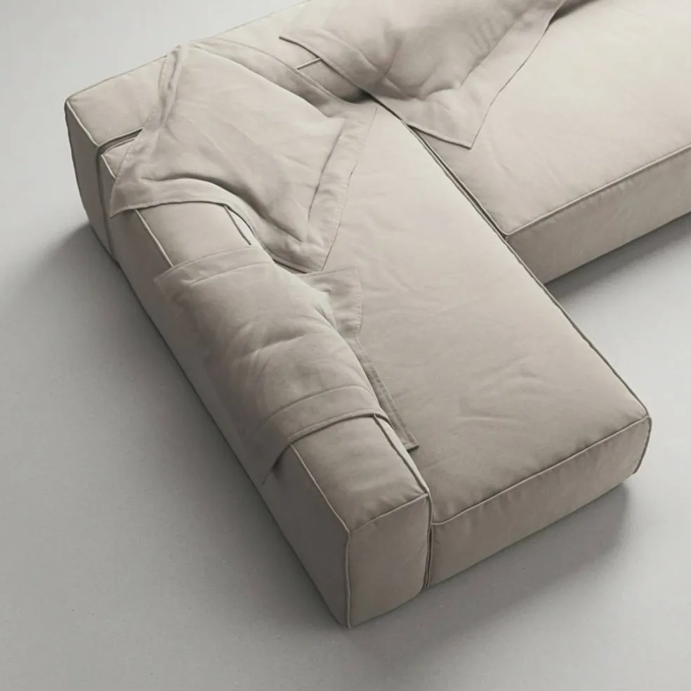 Grand Loungesoffa 3-Sits öppet avslut Höger Minetyg, Sandshell Beige