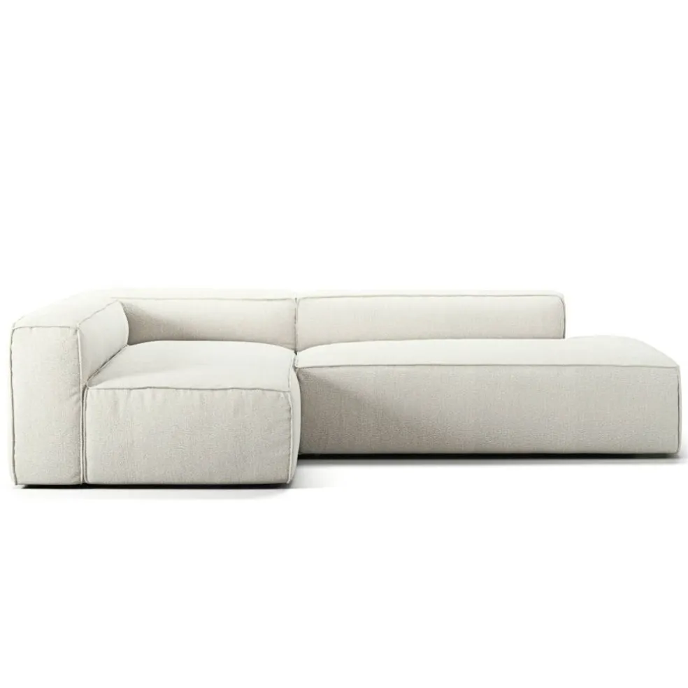 Grand Loungesoffa 3-Sits öppet avslut Höger Bouclétyg, Steam White