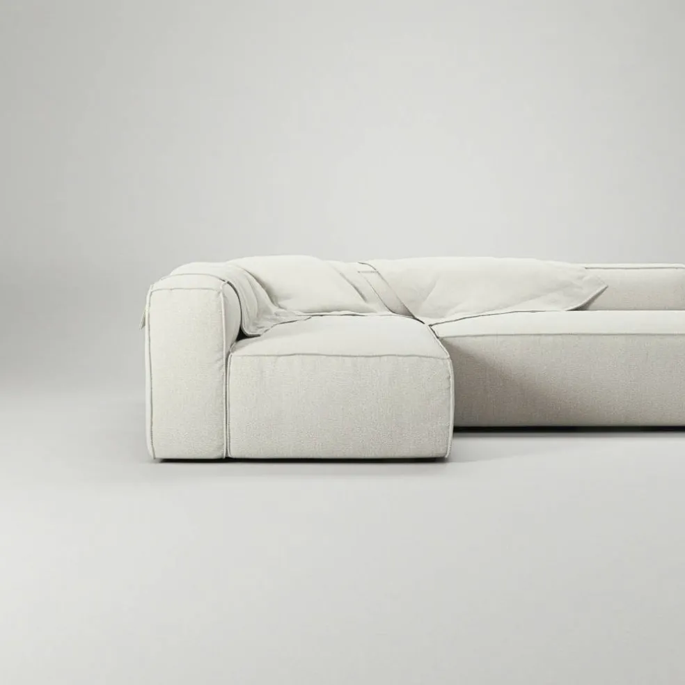 Grand Loungesoffa 3-Sits öppet avslut Höger Bouclétyg, Steam White