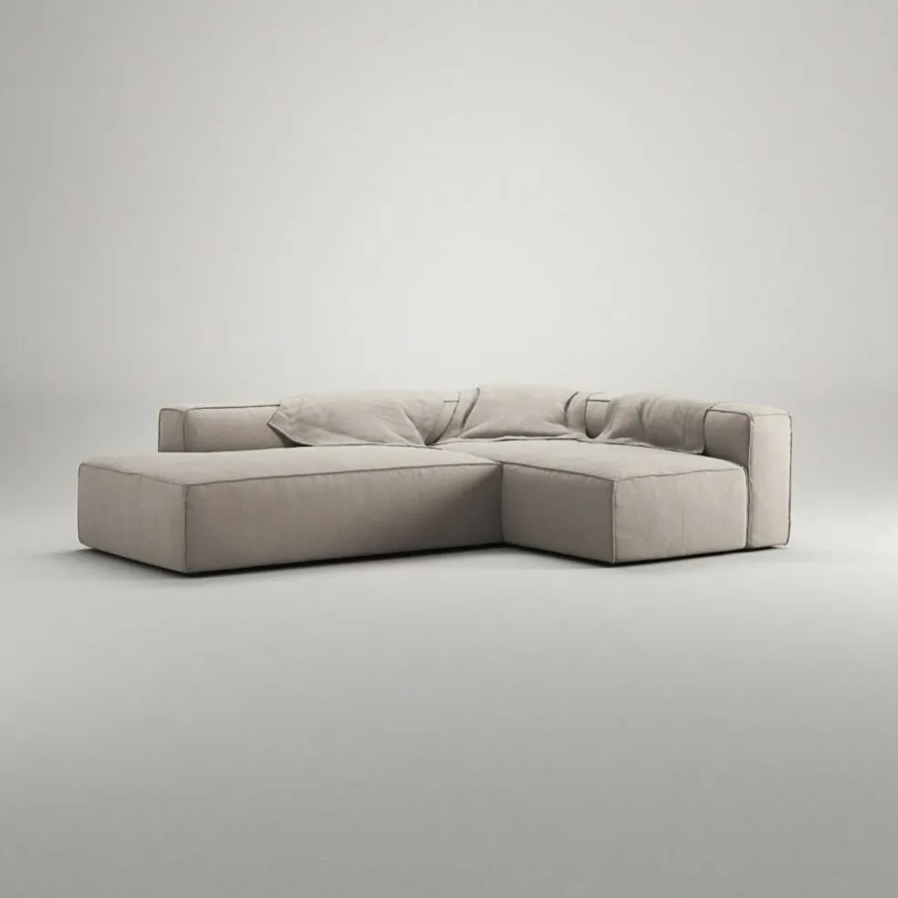 Grand Loungesoffa 3-Sits öppet avslut Vänster Minetyg, Sandshell Beige