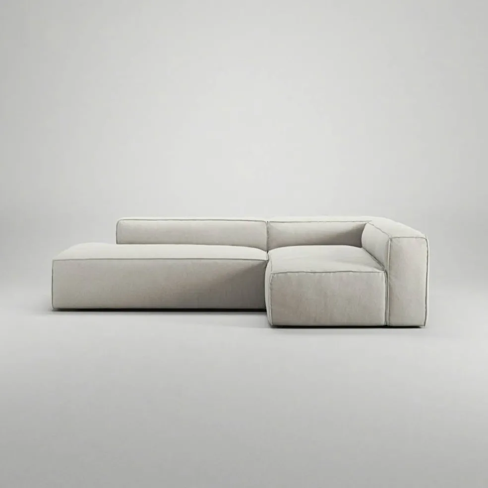 Grand Loungesoffa 3-Sits öppet avslut Vänster Minetyg, Moon White