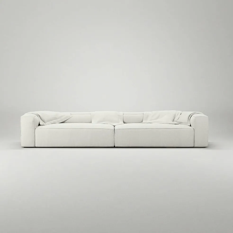 Grand 6-Sitssoffa Bouclétyg, Steam White