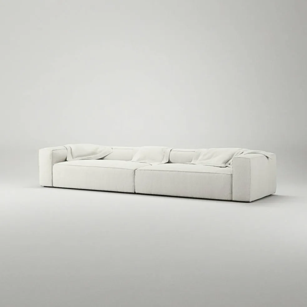 Grand 6-Sitssoffa Bouclétyg, Steam White