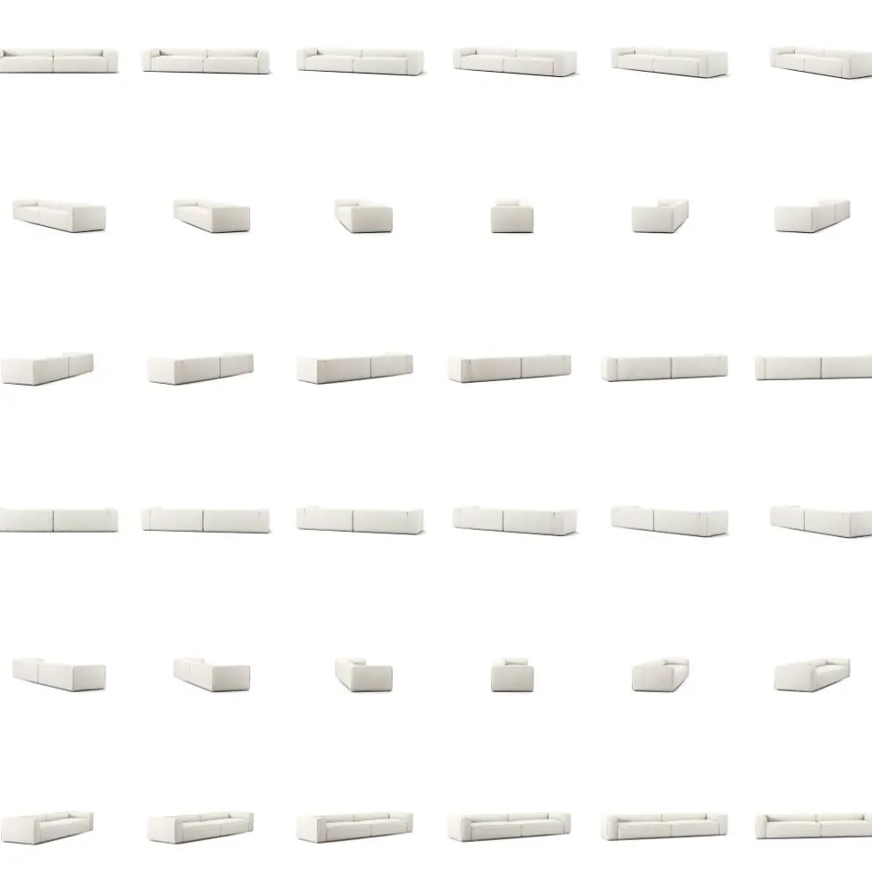 Grand 6-Sitssoffa Bouclétyg, Steam White