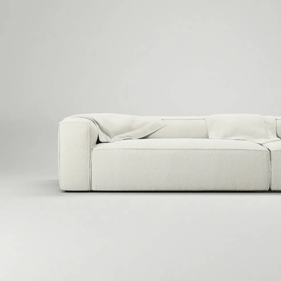 Grand 6-Sitssoffa Bouclétyg, Steam White