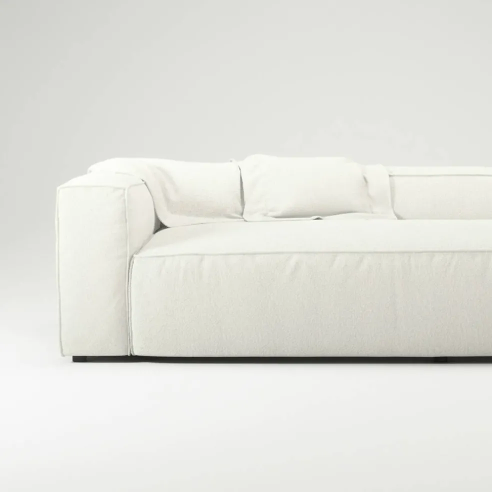 Grand 3-Sitssoffa Bouclétyg, Steam White