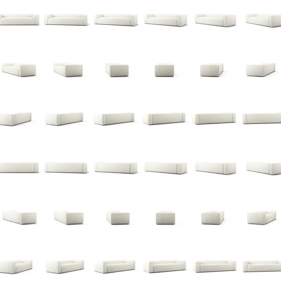 Grand 3-Sitssoffa Bouclétyg, Steam White