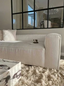 Grand 3-Sitssoffa Bouclétyg, Steam White