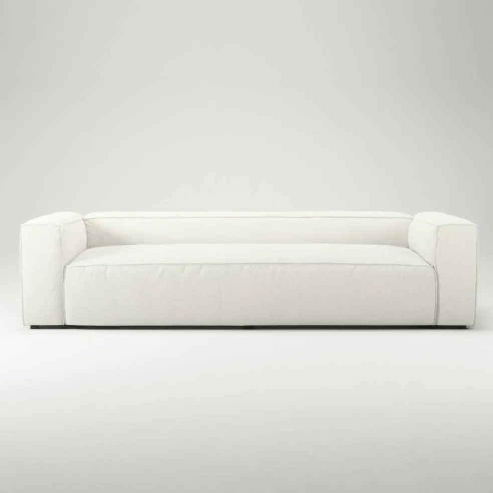 Grand 3-Sitssoffa Bouclétyg, Steam White
