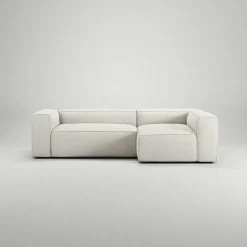 Grand 3-Sitssoffa Divan Höger Bouclétyg, Steam White