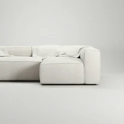 Grand 3-Sitssoffa Divan Höger Bouclétyg, Steam White