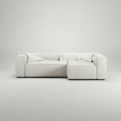 Grand 3-Sitssoffa Divan Höger Bouclétyg, Steam White