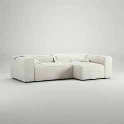 Grand 3-Sitssoffa Divan Höger Bouclétyg, Steam White