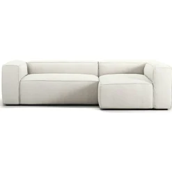 Grand 3-Sitssoffa Divan Höger Bouclétyg, Steam White