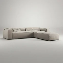 Grand 4-Sitssoffa Divan Höger öppet avslut Minetyg, Sandshell Beige